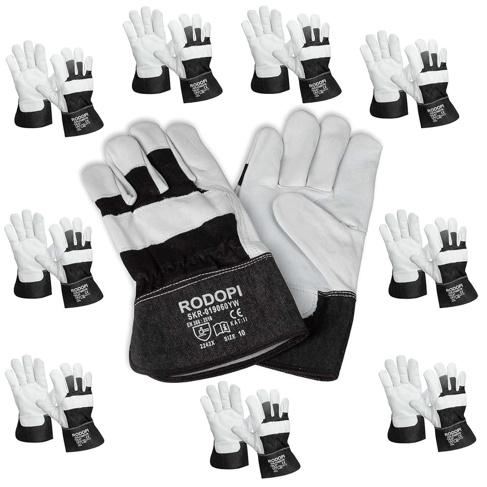 Cowboy Hide Arbeitshandschuhe Rindsleder Größe 10 - 10 Paar Schwarz