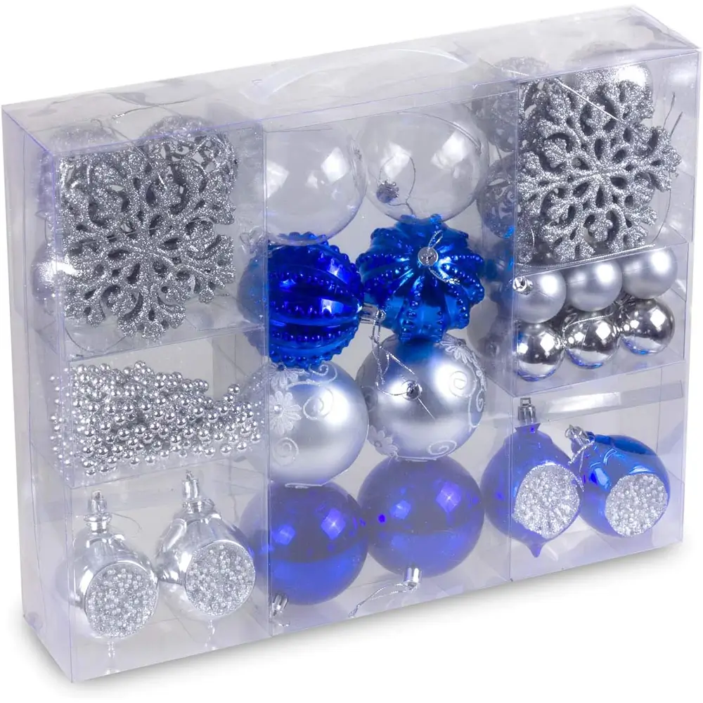 Christbaumschmuck 39er Set Christbaumschmuck Kunststoff Silber Blau